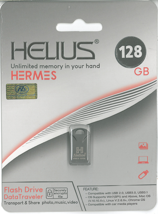 فلش مموری 128گیگ HELIOS مدل HERMES Black USB3.0 تایوان