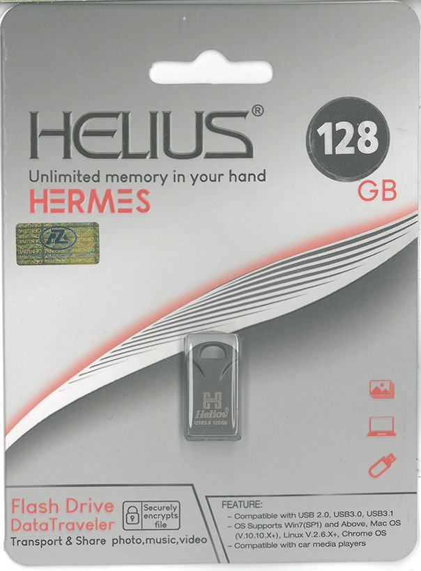 فلش مموری 128گیگ HELIOS مدل HERMES Black USB3.0 تایوان