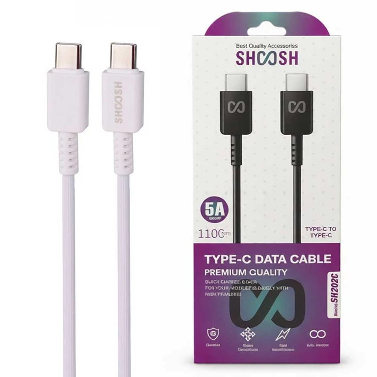 کابل فست دو سر Type-C برند Shoosh مدل SH202C 5A طول 1.1 متر