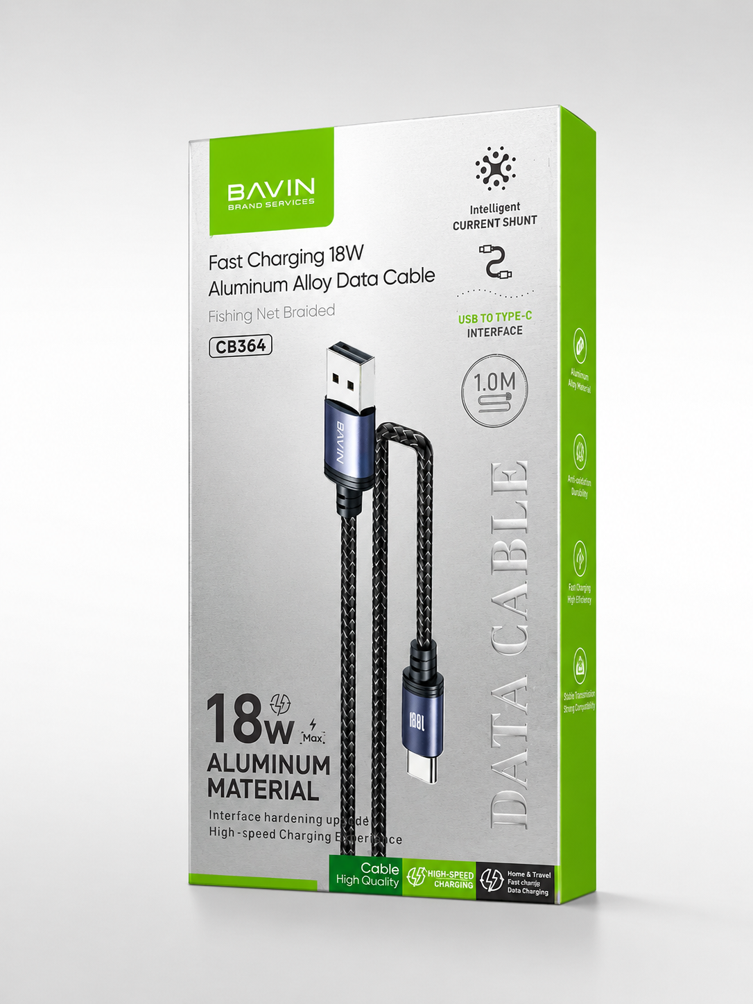 کابل شارژ 18 وات تایپ سی برند باوین مدل CB364