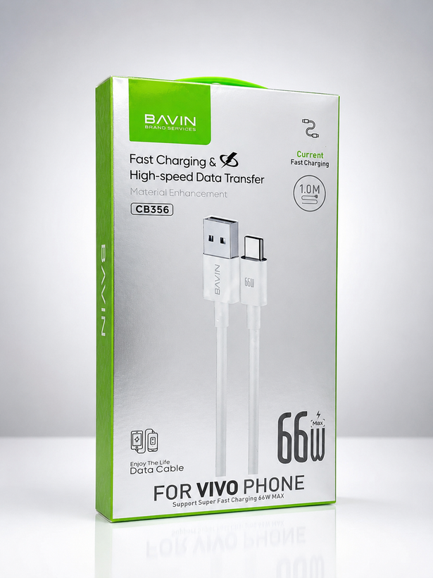 کابل شارژ 66 وات تایپ سی برند باوین مدل CB356