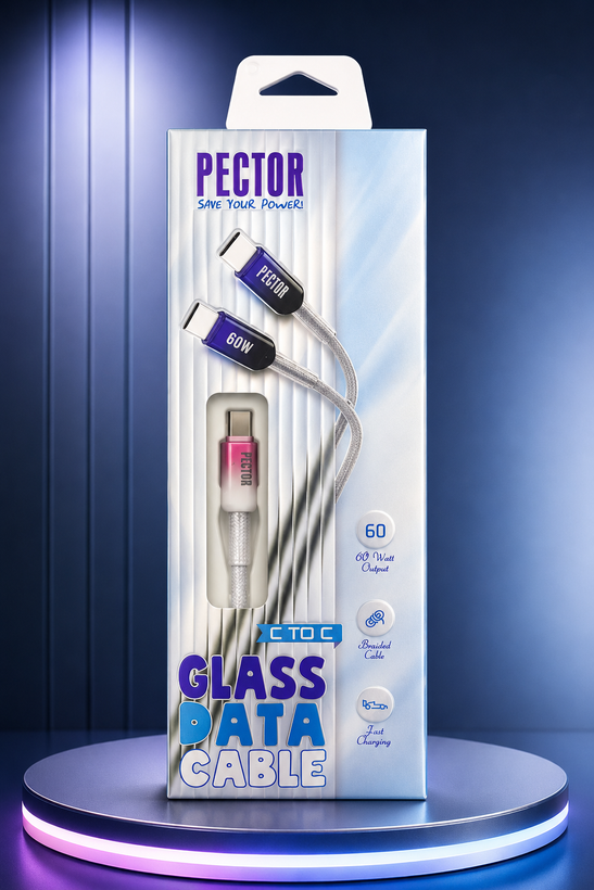 کابل شارژ اورجینال پکتور PECTOR 60W دو سر تایپ C پکدار مدل PX-170