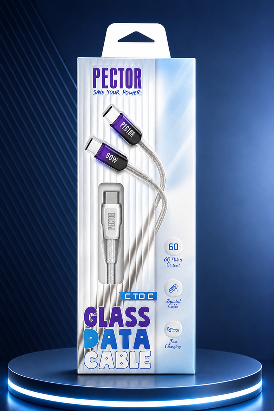 کابل شارژ اورجینال پکتور PECTOR 60W دو سر تایپ C پکدار مدل PX-170