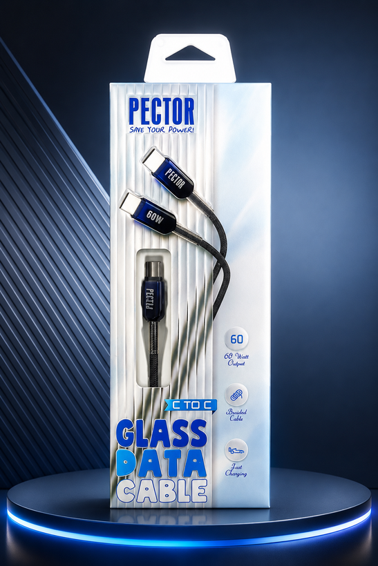 کابل شارژ اورجینال پکتور PECTOR 60W دو سر تایپ C پکدار مدل PX-170