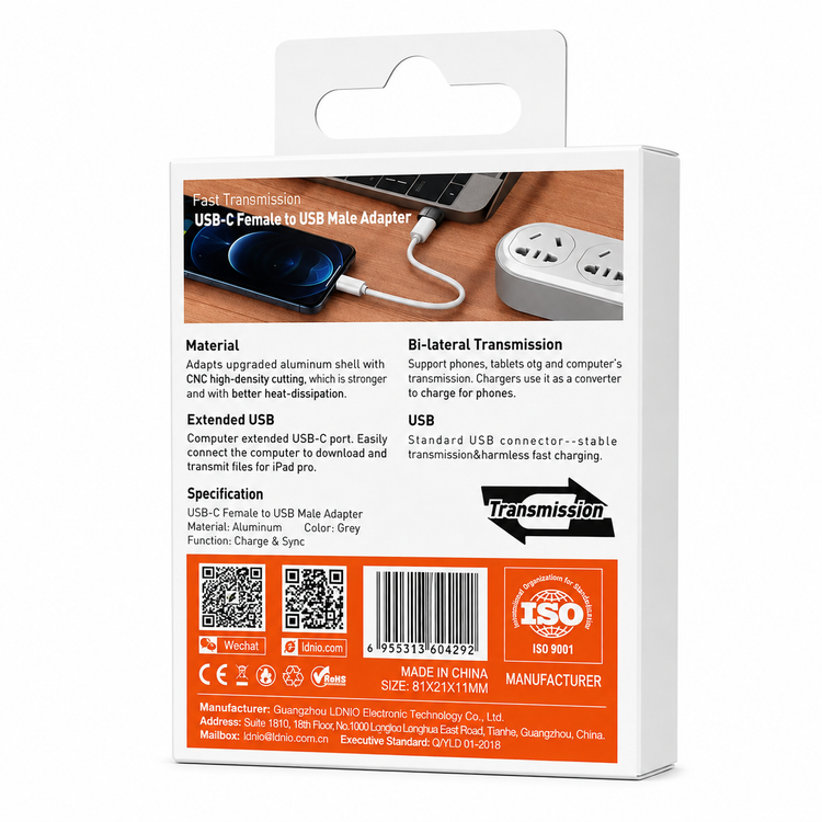 تبدیل USB-C ماده به USB نر LDNIO مدل LC150