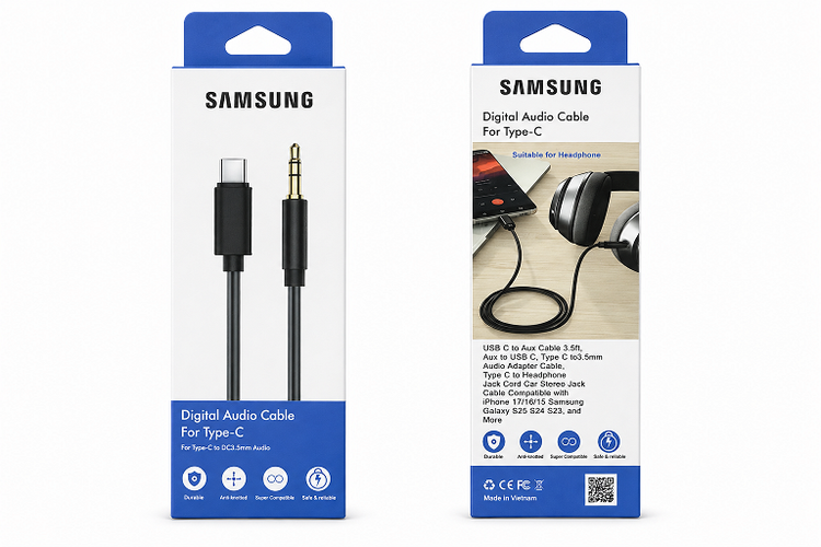 کابل صوتی Type-C به AUX مدل Samsung – طول ۱ متر