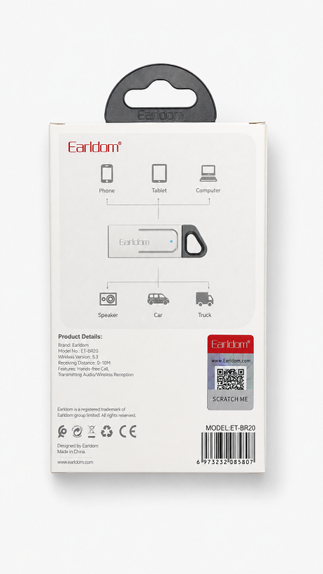 دانگل بلوتوث Earldom ET-BR20 | گیرنده صوتی بیسیم Bluetooth 5.3