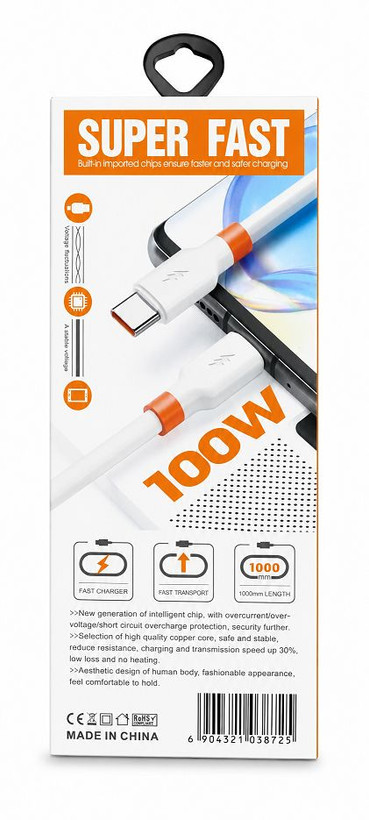کابل شارژ و انتقال داده سیلکونی Type-C به Type-C مدل 100W