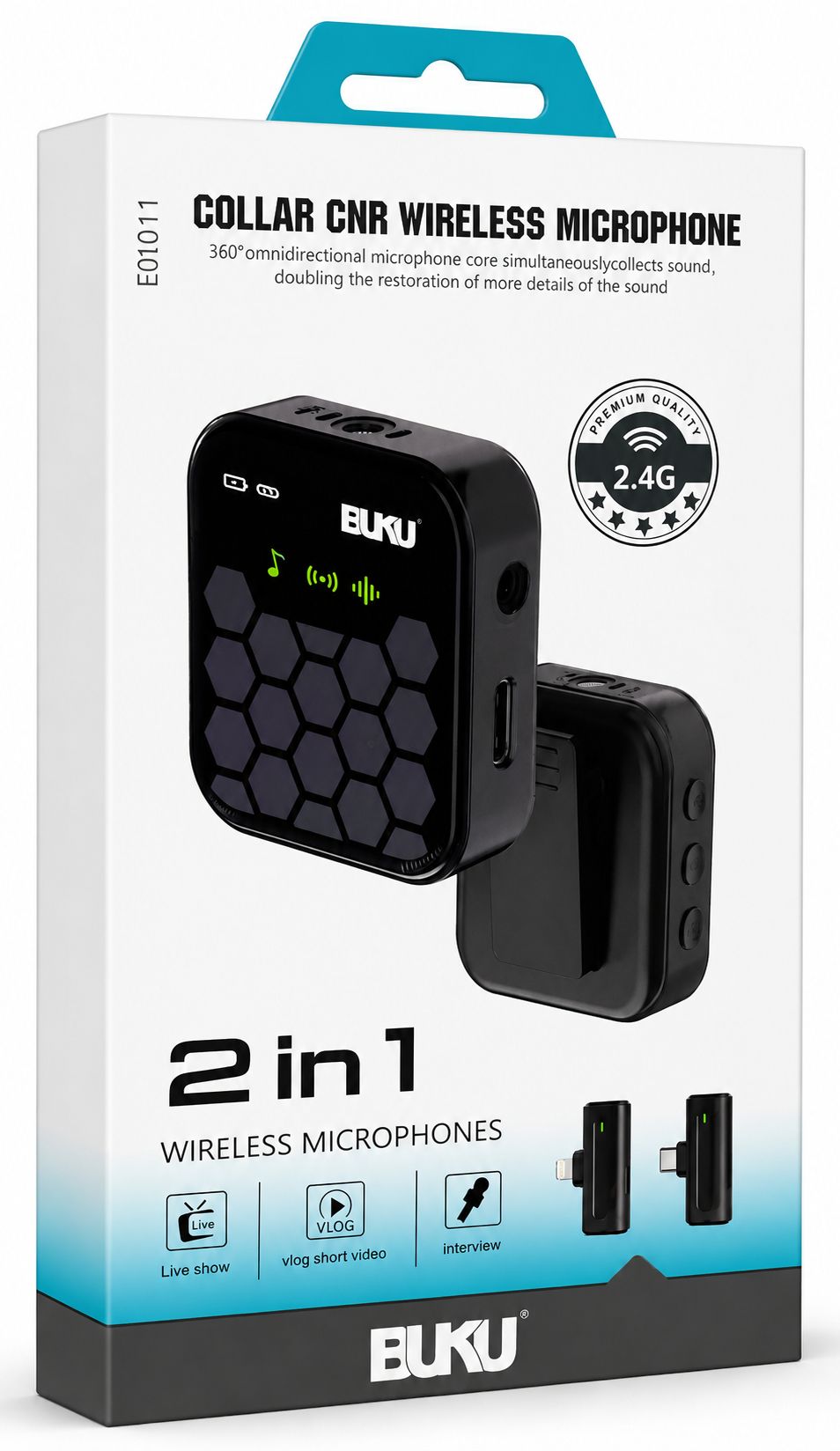 میکروفون بی‌سیم یقه‌ای BUKU مدل CNR Wireless Microphone