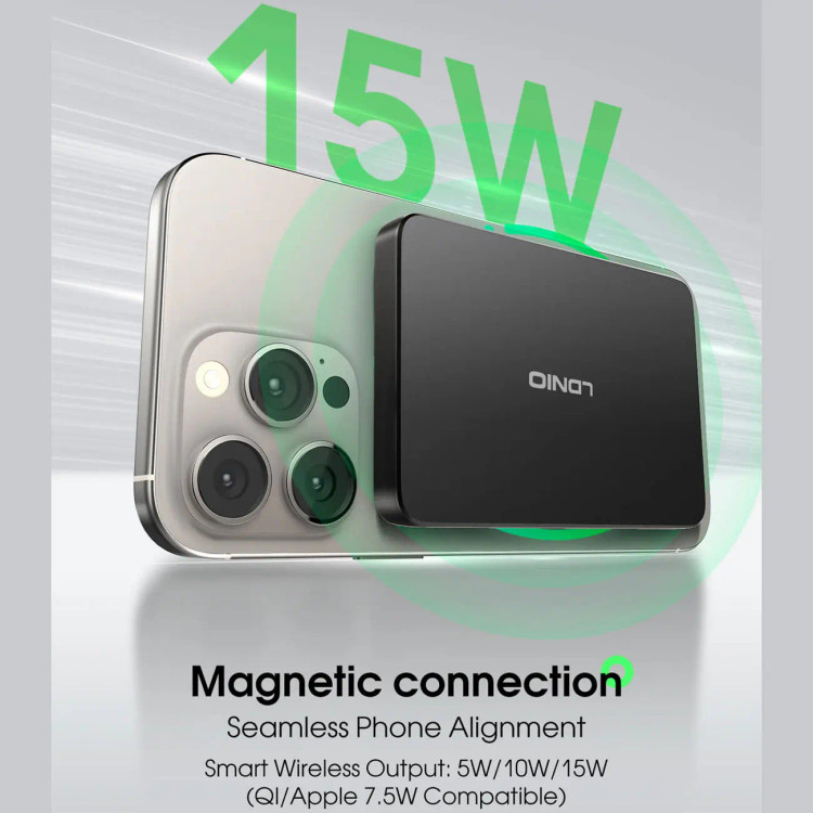 پاوربانک مگنتی وایرلس LDNIO مدل PQ28 ظرفیت 5000mAh